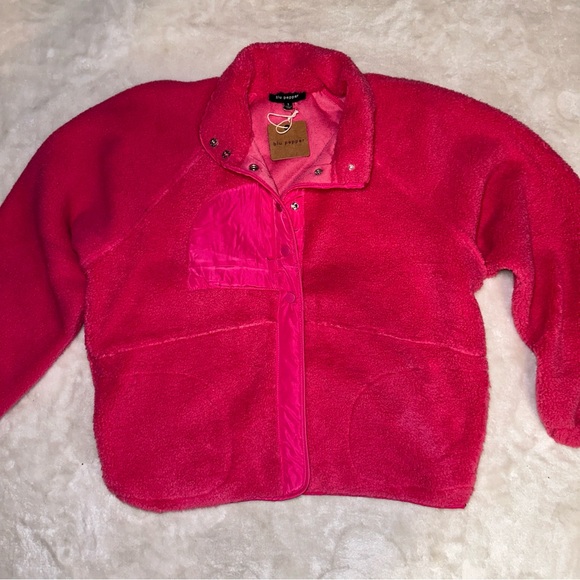 NWT Blu Pepper Pink Soft Fleece Snap Button Up Teddy Jacket Size Small - Picture 11 of 14